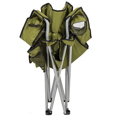 Camp N Go Heavy-Duty Heated Quad Outdoor Camping Chair with 18-in. USB Cable, Storage Compartment, and Cup Holder
