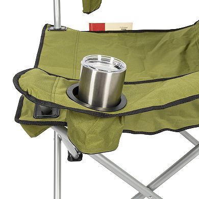 Camp N Go Heavy-Duty Heated Quad Outdoor Camping Chair with 18-in. USB Cable, Storage Compartment, and Cup Holder
