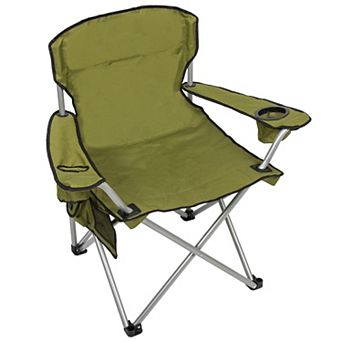 Camp N Go Heavy-Duty Heated Quad Outdoor Camping Chair with 18 in USB Cable, Storage Compartment, and Cup Holder