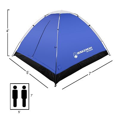 Wakeman Outdoors 2 Person Water-Resistant Camping Tent with Rain Fly and Carrying Bag