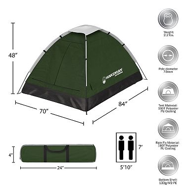 Wakeman Outdoors 2 Person Water-Resistant Camping Tent with Rain Fly and Carrying Bag