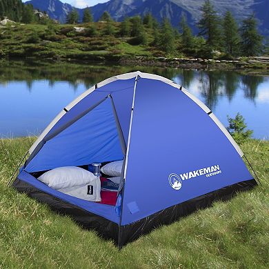 Wakeman Outdoors 2 Person Water-Resistant Camping Tent with Rain Fly and Carrying Bag