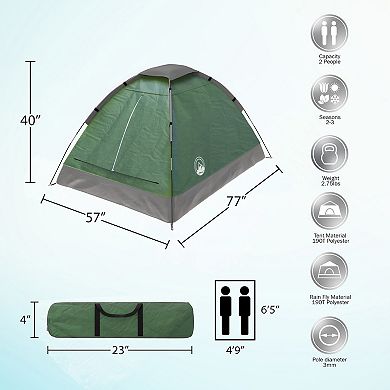 Wakeman Outdoors 2-Person Camping Tent with Rain Fly and Carrying Bag