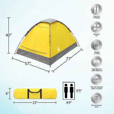 Wakeman Outdoors Lightweight 2 Person Camping Tent with Rain Fly & Carrying Bag