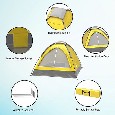 Wakeman Outdoors Lightweight 2 Person Camping Tent with Rain Fly & Carrying Bag