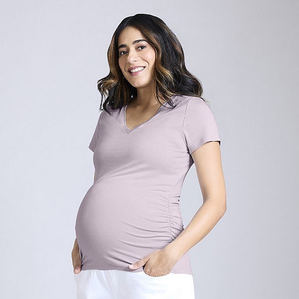 Maternity Motherhood® Side Ruched V-Neck Tee - Thistle (XXL-MAT)