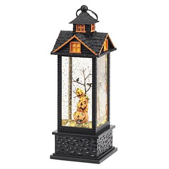 Roman LED Swirling Glitter Pumpkin Lantern Table Decor
