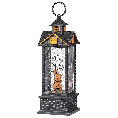 Roman LED Swirling Glitter Pumpkin Lantern Table Decor