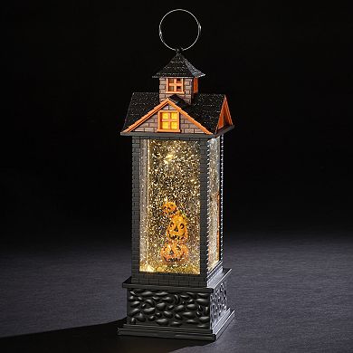 Roman LED Swirling Glitter Pumpkin Lantern Table Decor