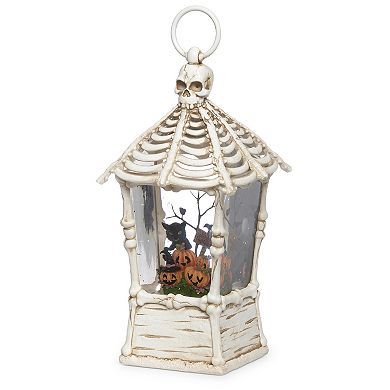 Roman Light-Up Pumpkin Scene Halloween Skull Lantern Glitter Snow Globe