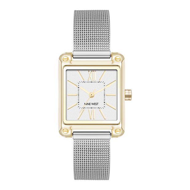 Nine West Women\'s Silver Analog Japanese Quartz Mesh Rectangular Bracelet Watch NINE WEST Women main image 4