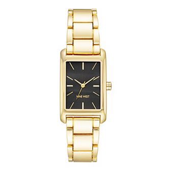 Nine West Women's Gold Tone Rectangle Case Watch