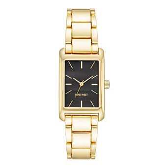 Nine West Women's Gold Tone Rectangle Case Watch