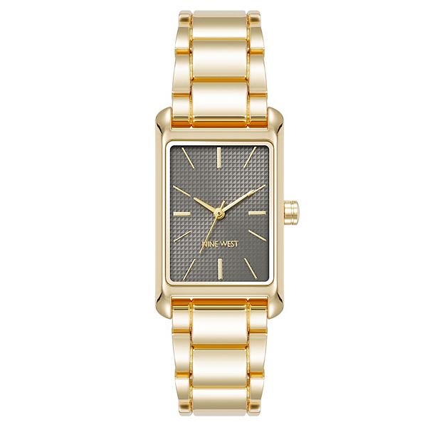 Nine West Women's Gold Tone Rectangle Case Watch