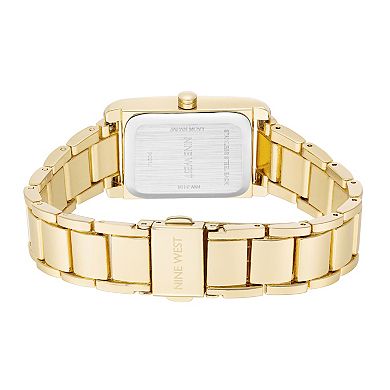 Nine West Women's Gold Tone Rectangle Case Watch