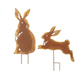 Sullivan's 20.5 in & 16.25 in 2 pc Bunny Silhouette Metal Yard Stakes