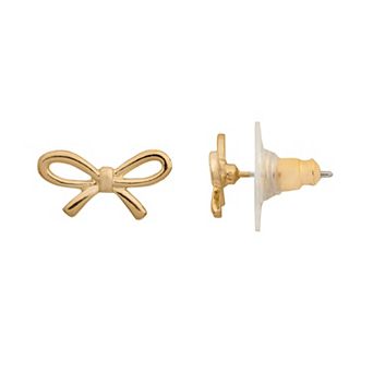 LC Lauren Conrad Gold Tone Metal Bow Stud Earrings