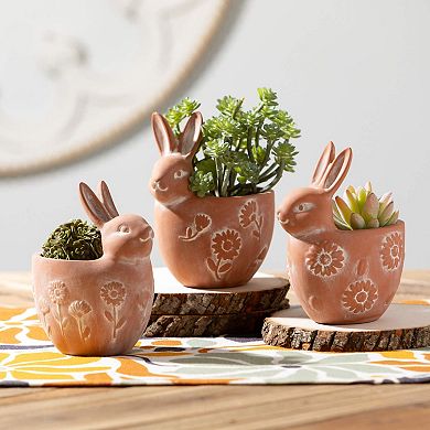 Sullivan's 3-Piece Terracotta Bunny Planter Set