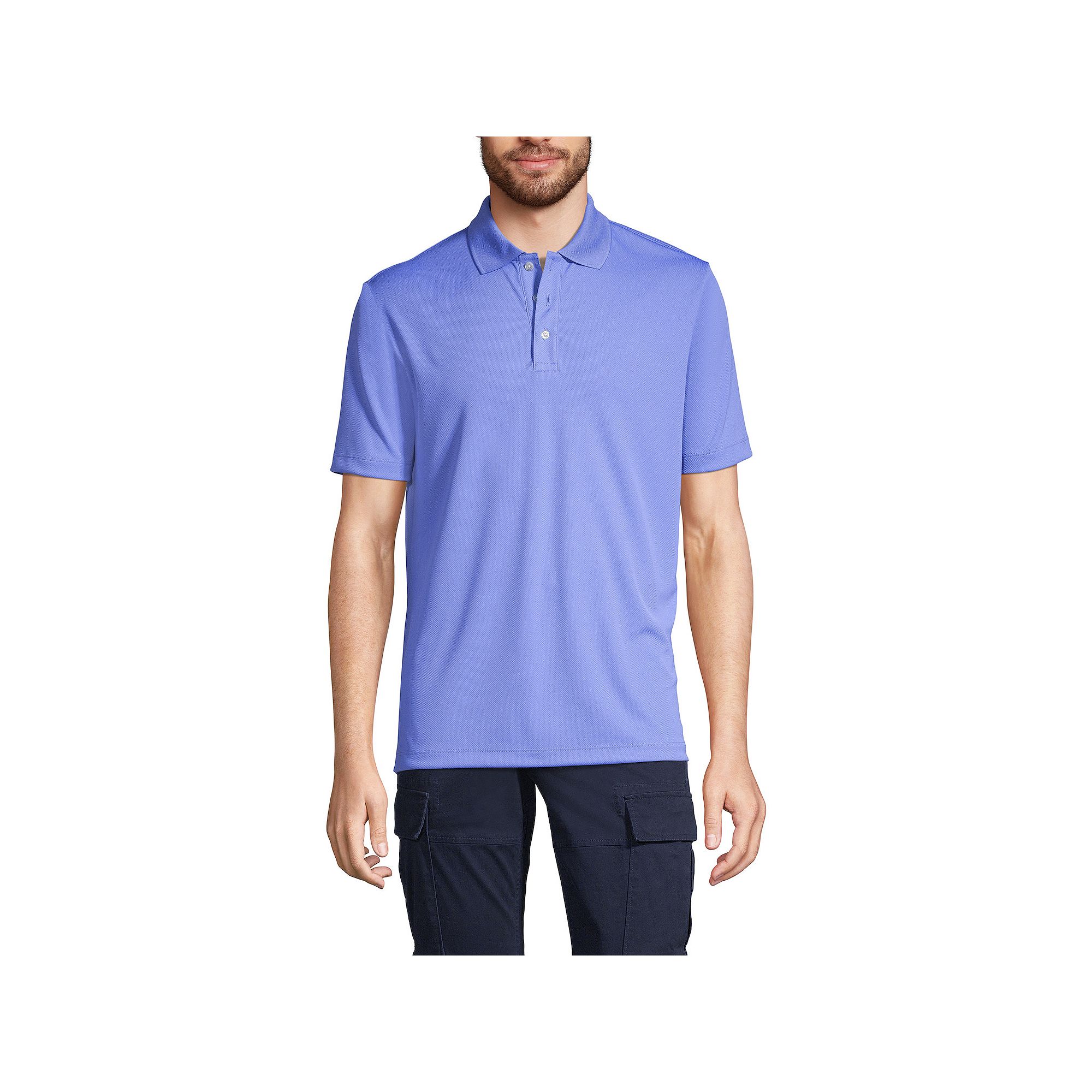 Mens Lands End Short Sleeve Moisture-Wicking Active Polo Shirt, Size: Med