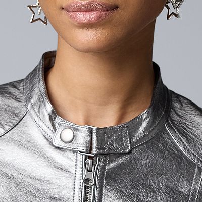 Women's Simply Vera Vera Wang Faux Leather Moto Jacket