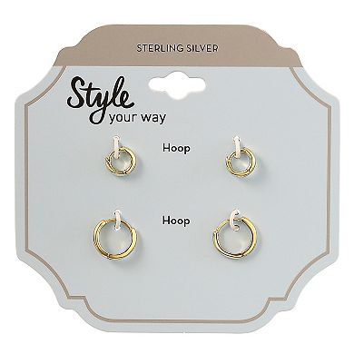 Style Your Way Sterling Silver Hoop Earring 2-piece Set