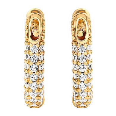 Style Your Way Gold Over Silver Cubic Zirconia Huggie Hoop Earrings