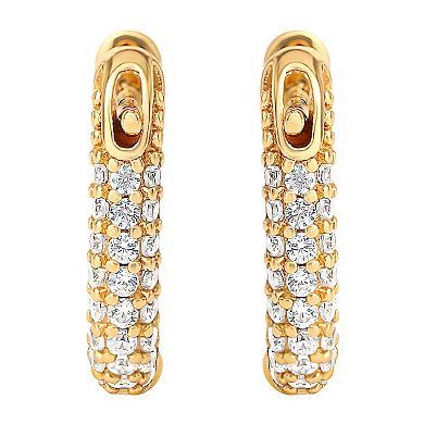 Style Your Way Gold Over Silver Cubic Zirconia Huggie Hoop Earrings