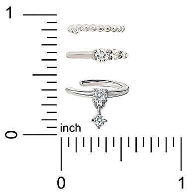 Style Your Way Sterling Silver Cubic Zirconia Ear Cuffs Trio Set