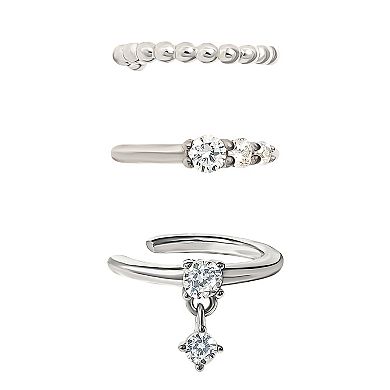 Style Your Way Sterling Silver Cubic Zirconia Ear Cuffs Trio Set