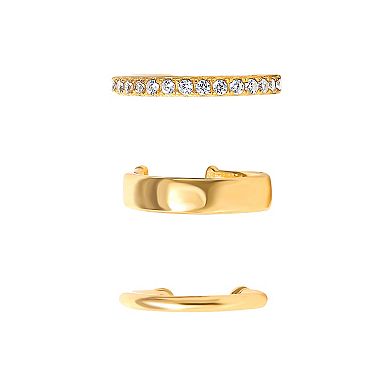 Style Your Way 18k Gold over Sterling Silver Cubic Zirconia Ear Cuffs Trio Set