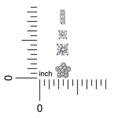 Style Your Way Sterling Silver Cubic Zirconia Singlet Stud Earrings 4-pack Set