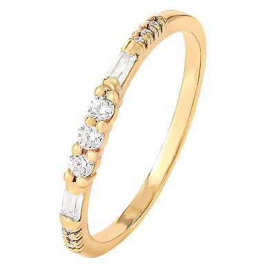 Style Your Way Gold Over Silver Cubic Zirconia 2-piece Stackable Ring Set