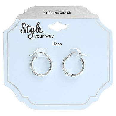 Style Your Way Sterling Silver Tube Hoop Earrings