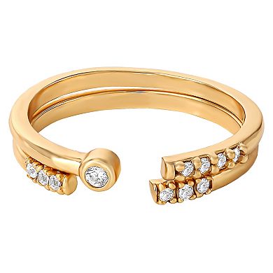 Style Your Way Gold Over Silver Cubic Zirconia Ring 2-piece Set