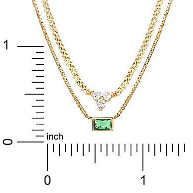 Style Your Way Gold Over Silver Cubic Zirconia Layered 2-piece Necklace Set
