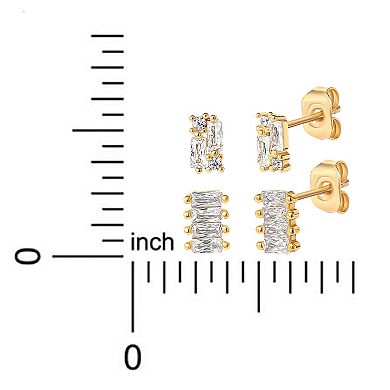 Style Your Way Gold Over Silver Cubic Zirconia 2-piece Stud Earrings Set
