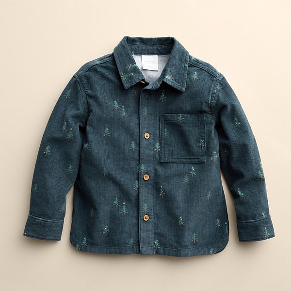 Baby & Toddler Little Co. by Lauren Conrad Corduroy Button-Down Shirt - Navy Pine Tree (NEWBORN)