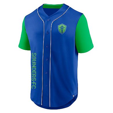 Men's Fanatics Branded Blue Seattle Sounders FC Balance Fashion Baseball Jersey