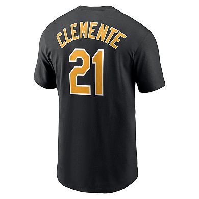 Men's Nike Roberto Clemente Black Pittsburgh Pirates Fuse Name & Number T-Shirt