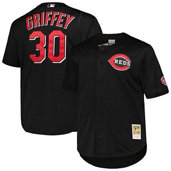 Men's Mitchell & Ness Ken Griffey Jr. Black Cincinnati Reds Big & Tall Cooperstown Collection Batting Practice Replica Jersey