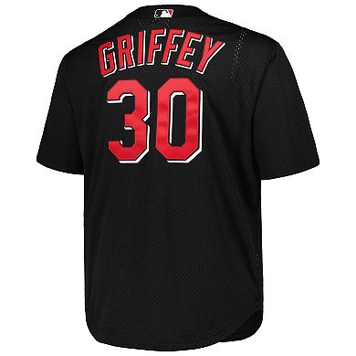 Men's Mitchell & Ness Ken Griffey Jr. Black Cincinnati Reds Big & Tall Cooperstown Mesh Batting Practice Jersey