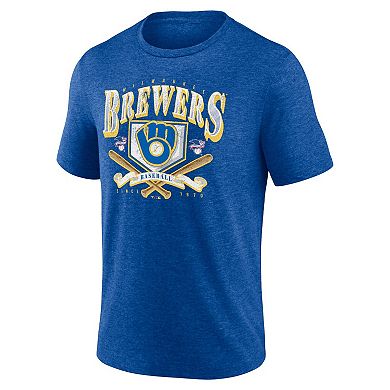 Men's Fanatics Branded Heather Royal Milwaukee Brewers Home Team Tri-Blend T-Shirt