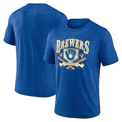 Men's Fanatics Branded Heather Royal Milwaukee Brewers Home Team Tri-Blend T-Shirt