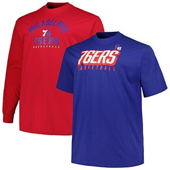 Men's Fanatics Branded Royal/Red Philadelphia 76ers Big & Tall Short Sleeve & Long Sleeve T-Shirt Set