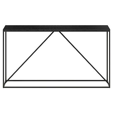 Top-down view of the table showing frame and cross braces
