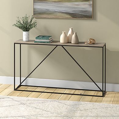 Console table in a room with decor