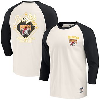 Men's Darius Rucker Collection by Fanatics Black/White Pittsburgh Pirates Cooperstown Collection Raglan 3/4-Sleeve T-Shirt