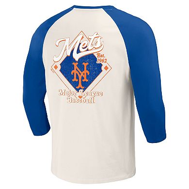 Men's Darius Rucker Collection by Fanatics Royal/White New York Mets Cooperstown Collection Raglan 3/4-Sleeve T-Shirt