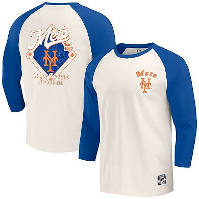 Men's Darius Rucker Collection by Fanatics Royal/White New York Mets Cooperstown Collection Raglan 3/4-Sleeve T-Shirt