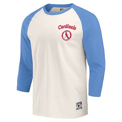 Men's Darius Rucker Collection by Fanatics Light Blue/White St. Louis Cardinals Cooperstown Collection Raglan 3/4-Sleeve T-Shirt